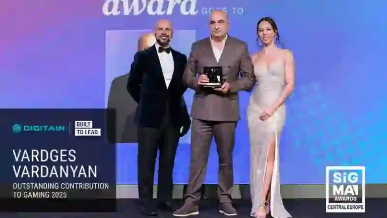 SiGMA Central Europe 2025 memberikan penghargaan kepada pendiri Digitain, Vardges Vardanyan, atas dampaknya yang luas di industri